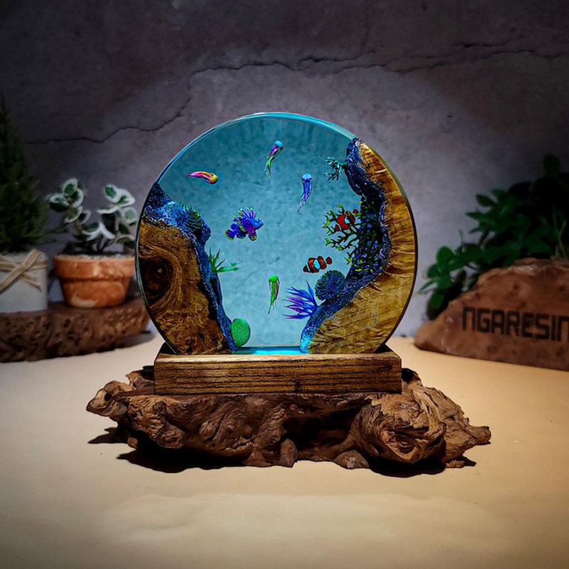 Aquarium Fish In - Ocean Aquarium Organism Resin Table Light